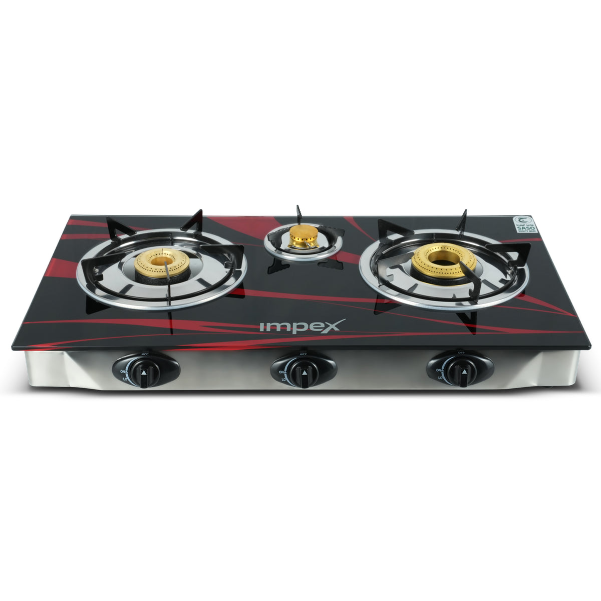 Impex LP Gas Stove 3Burner Glass (IGS 1213F)