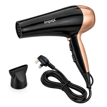 Impex HD1K3 – 2000W Hair Dryer with Cool Shot & 3-Level Temperature Control