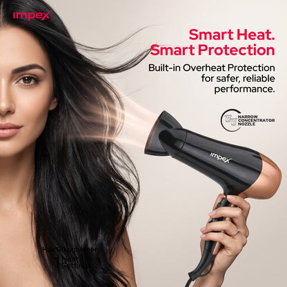Impex HD1K3 – 2000W Hair Dryer with Cool Shot & 3-Level Temperature Control