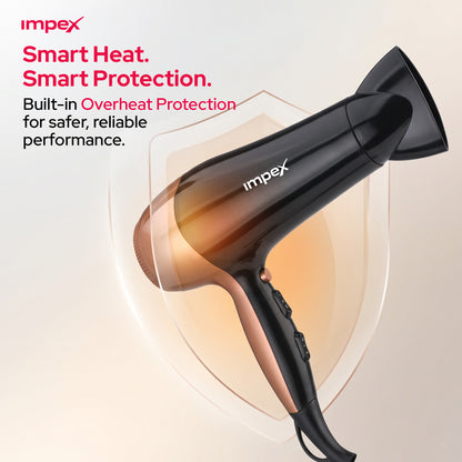 Impex HD1K3 – 2000W Hair Dryer with Cool Shot & 3-Level Temperature Control