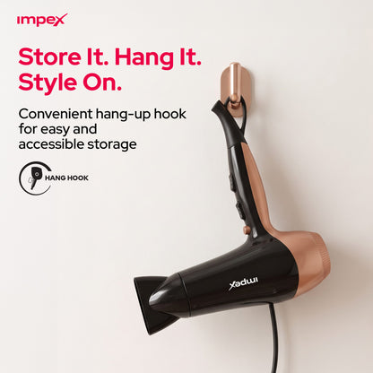 Impex HD1K3 – 2000W Hair Dryer with Cool Shot & 3-Level Temperature Control