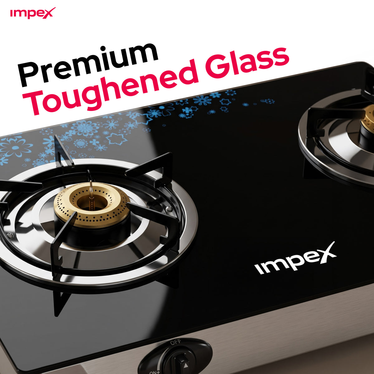 Impex LP Gas Stove 2-Burner Glass (IGS-1212F)