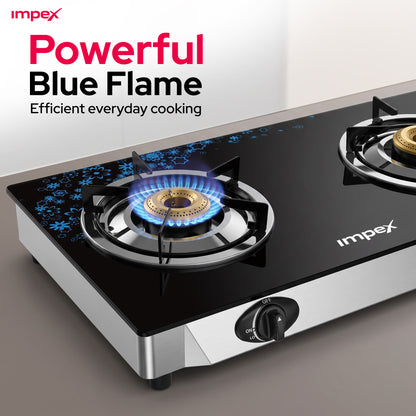 Impex LP Gas Stove 2-Burner Glass (IGS-1212F)
