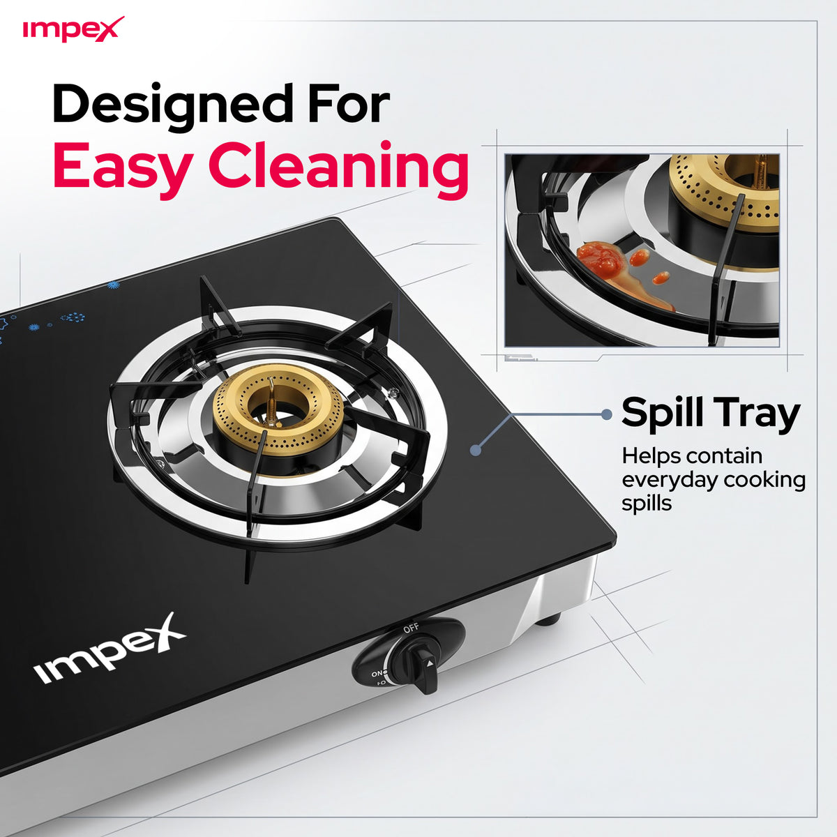 Impex LP Gas Stove 2-Burner Glass (IGS-1212F)