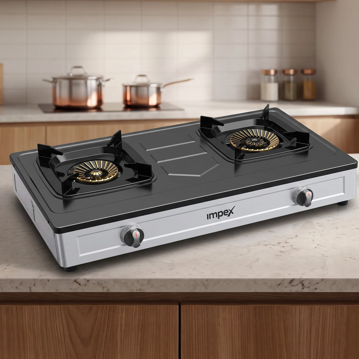 Impex 2 Burner LP Gas Stove Stainless Steel Heavy(IGS 121)