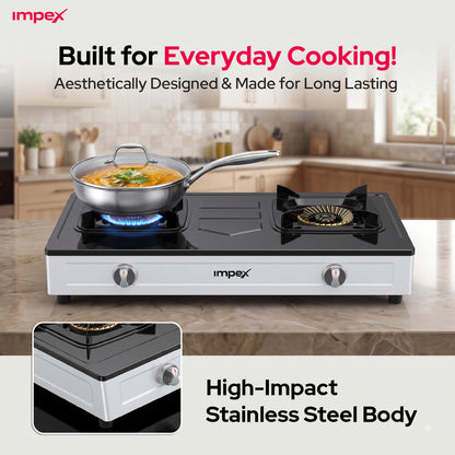 Impex 2 Burner LP Gas Stove Stainless Steel Heavy(IGS 121)