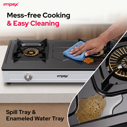 Impex 2 Burner LP Gas Stove Stainless Steel Heavy(IGS 121)