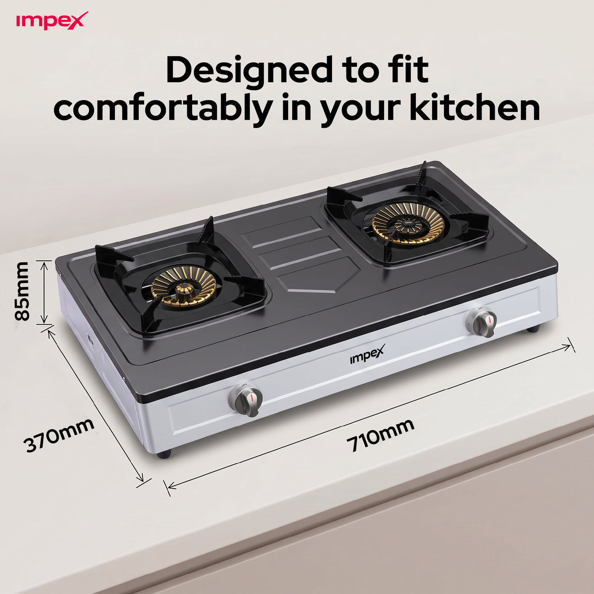 Impex 2 Burner LP Gas Stove Stainless Steel Heavy(IGS 121)