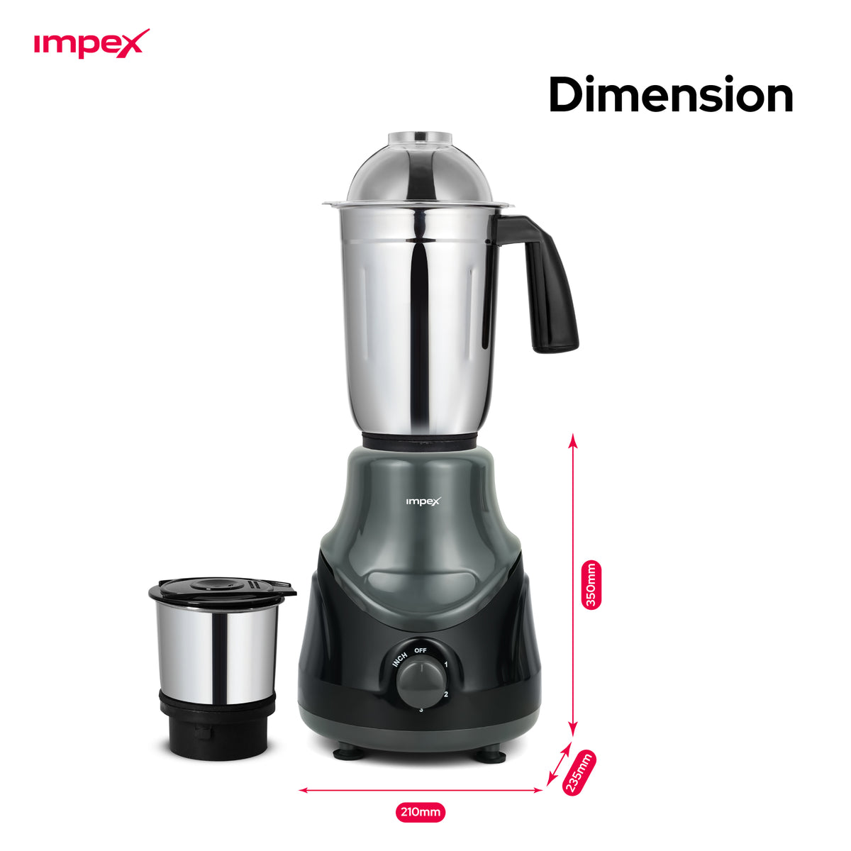 Impex BL-319C 2-in-1 Mixer Grinder – 550W Hybrid Motor, Made in India