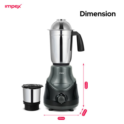 Impex BL-319C 2-in-1 Mixer Grinder – 550W Hybrid Motor, Made in India