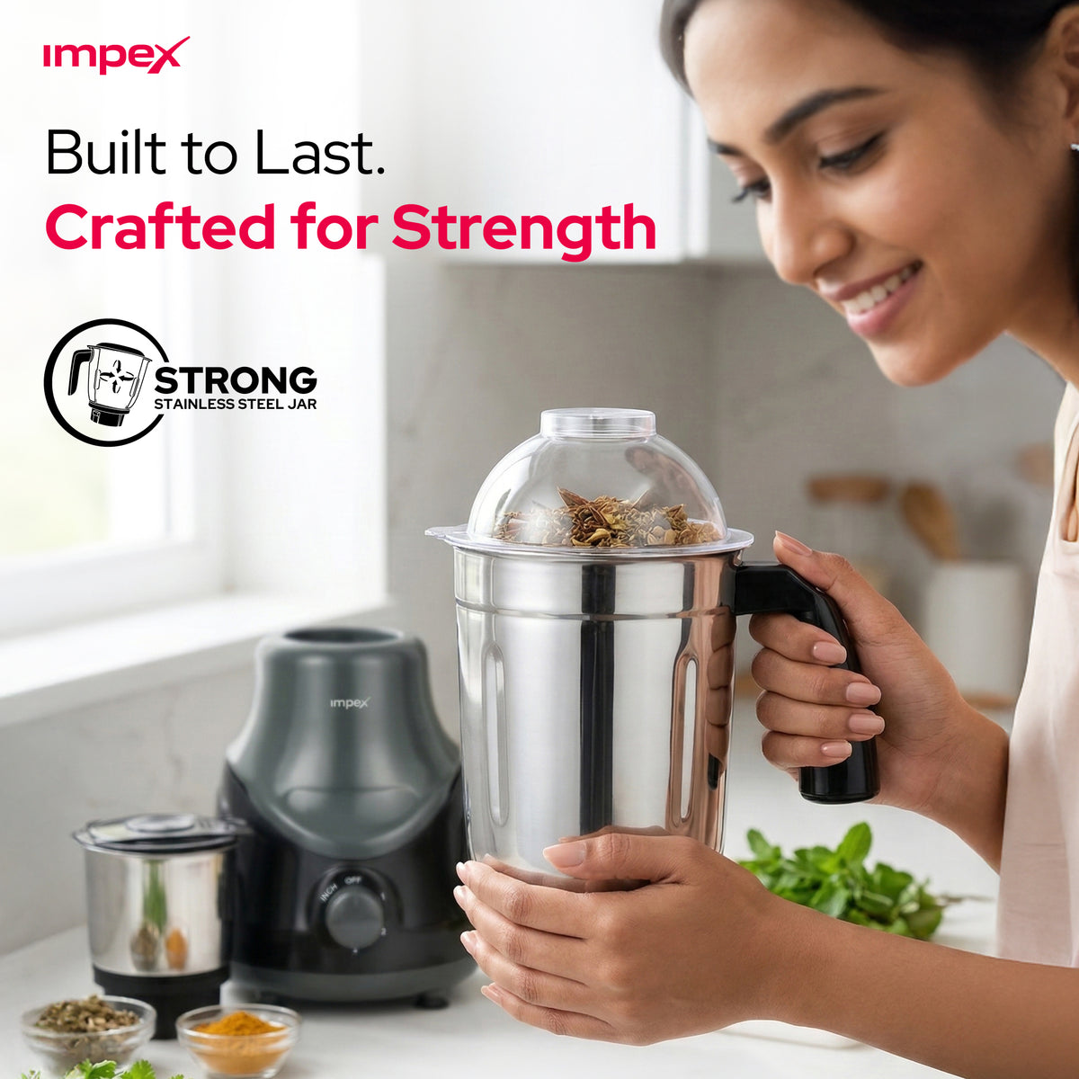 Impex BL-319C 2-in-1 Mixer Grinder – 550W Hybrid Motor, Made in India