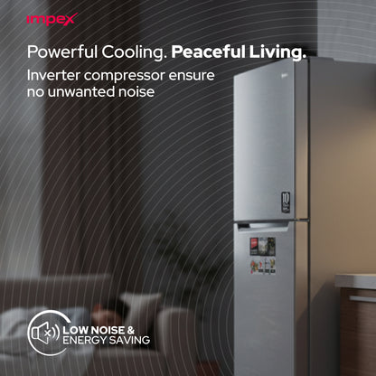 Impex IRF250S 270L No Frost Inverter Refrigerator – 10-Year Compressor Warranty, Dark Silver