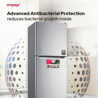 Impex IRF250S 270L No Frost Inverter Refrigerator – 10-Year Compressor Warranty, Dark Silver