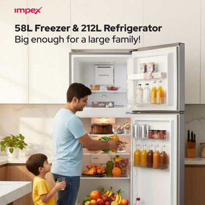 Impex IRF250S 270L No Frost Inverter Refrigerator – 10-Year Compressor Warranty, Dark Silver