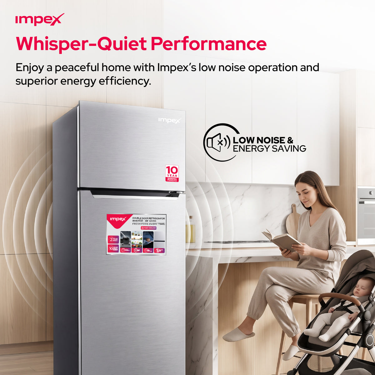 Impex 458L No Frost Inverter Refrigerator (IRF420SS)