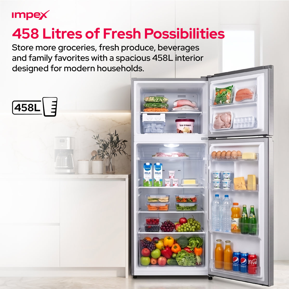 Impex 458L No Frost Inverter Refrigerator (IRF420SS)