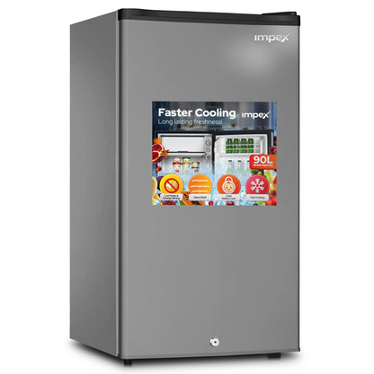 Impex IMRF140C 90L Single Door Refrigerator – Fast Cooling, Child Lock, Dark Grey