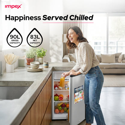 Impex IMRF140C 90L Single Door Refrigerator – Fast Cooling, Child Lock, Dark Grey