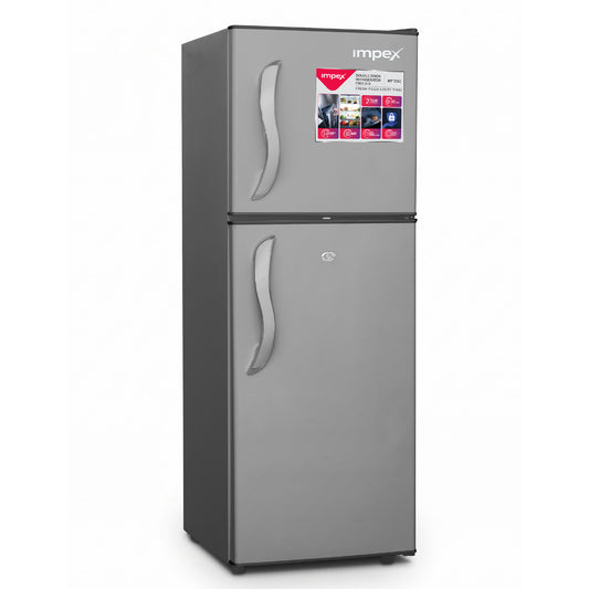 Impex IRF138C 138L Double Door Refrigerator-Freezer | Direct Cool | Dark Grey
