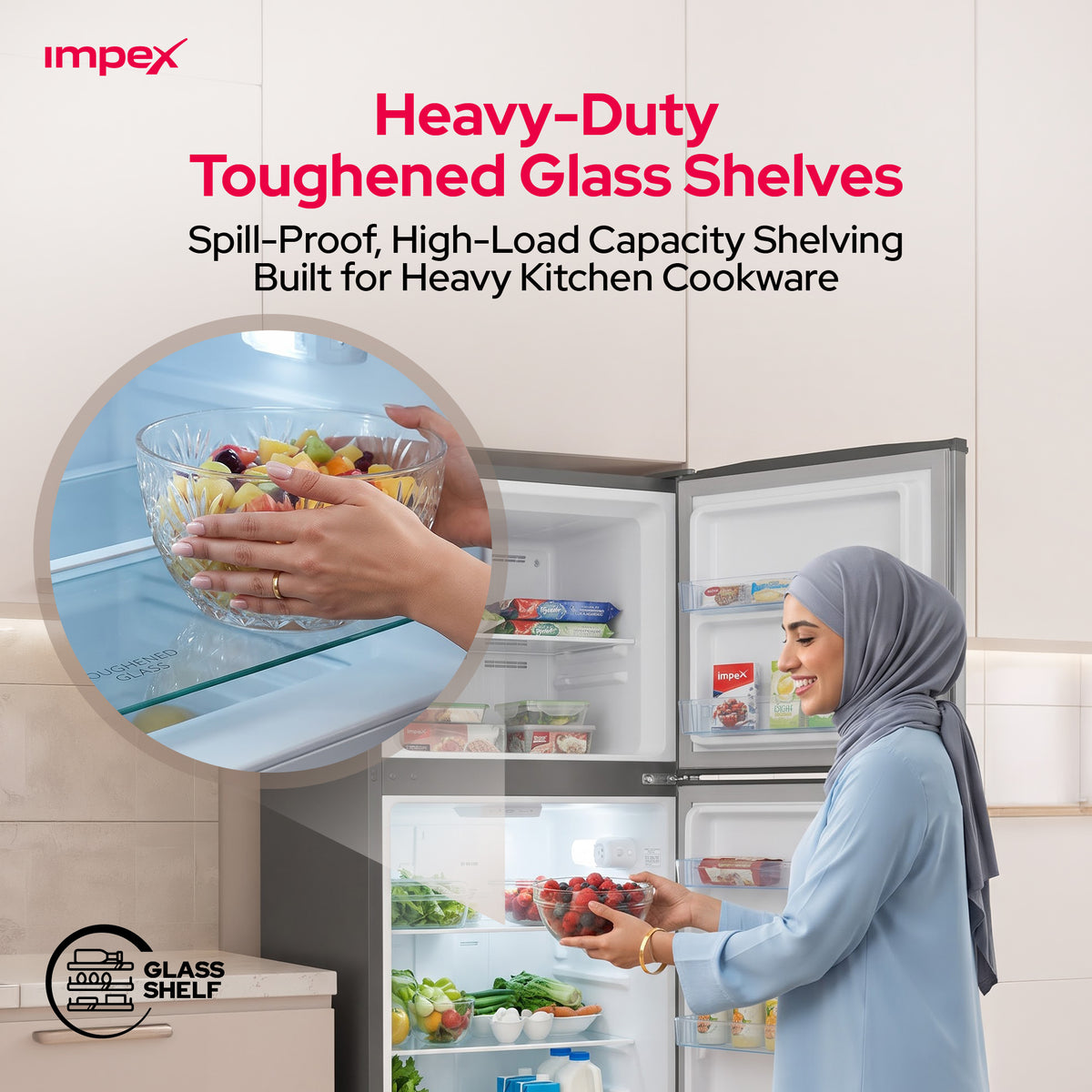 Impex IRF138C 138L Double Door Refrigerator-Freezer | Direct Cool | Dark Grey
