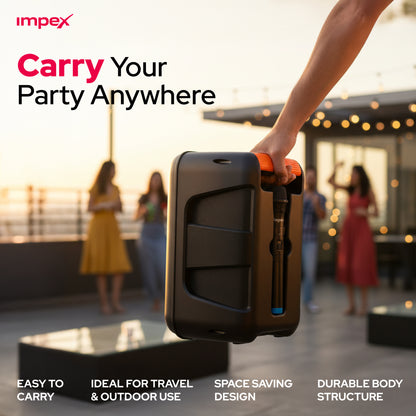 Impex TS-4001 Portable Speaker System – 800W PMPO, Bluetooth, TWS & Wireless Mic