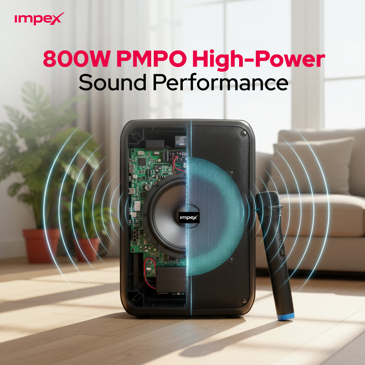 Impex TS-4001 Portable Speaker System – 800W PMPO, Bluetooth, TWS & Wireless Mic