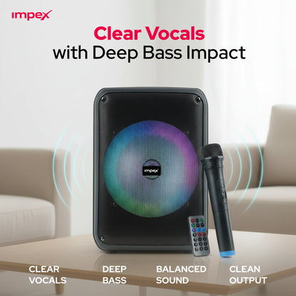 Impex TS-4001 Portable Speaker System – 800W PMPO, Bluetooth, TWS & Wireless Mic
