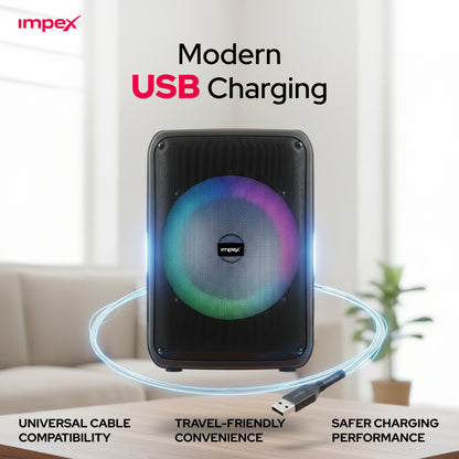 Impex TS-4001 Portable Speaker System – 800W PMPO, Bluetooth, TWS & Wireless Mic