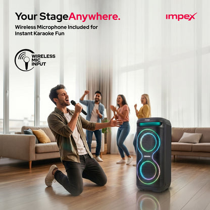 Impex TS81 Portable Trolley Speaker | 4000W PMPO | Karaoke | Wireless Mic