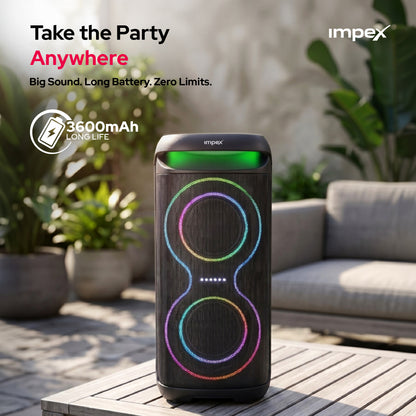 Impex TS81 Portable Trolley Speaker | 4000W PMPO | Karaoke | Wireless Mic