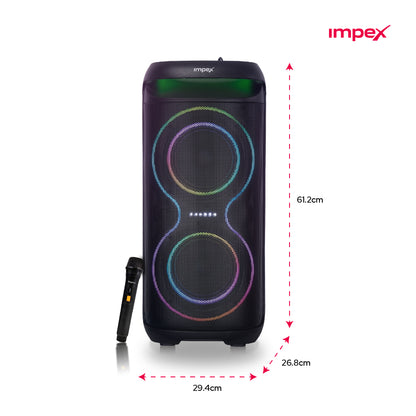 Impex TS81 Portable Trolley Speaker | 4000W PMPO | Karaoke | Wireless Mic