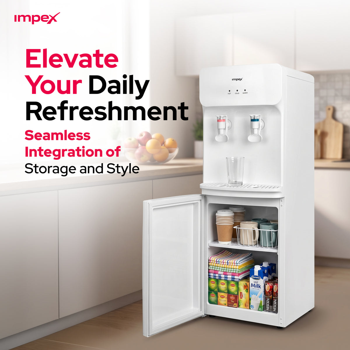 Impex WD3904B 2-Tap Water Dispenser – Compressor Cooling, 304 Stainless Steel Tank