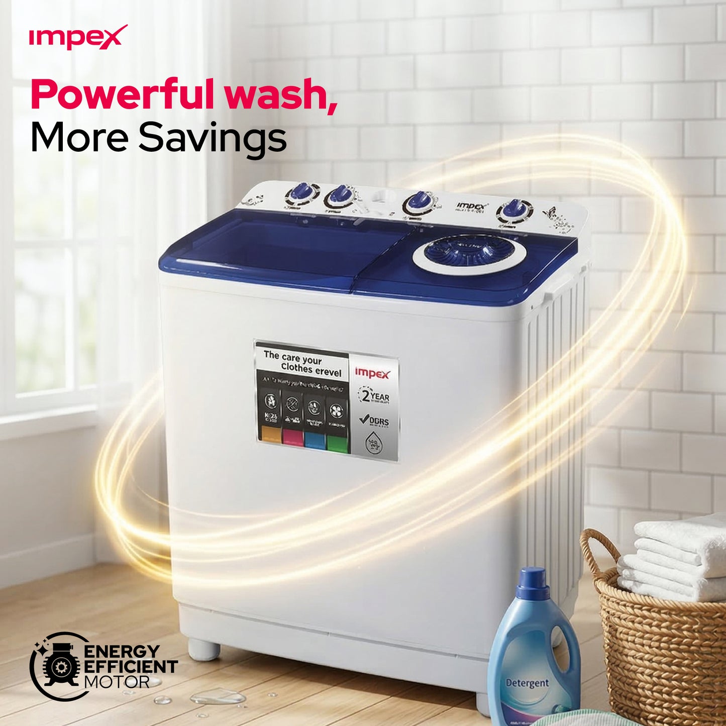 Impex WM-4205 12KG Semi-Automatic Washing Machine – Air Turbo Dry, Double Layer Body