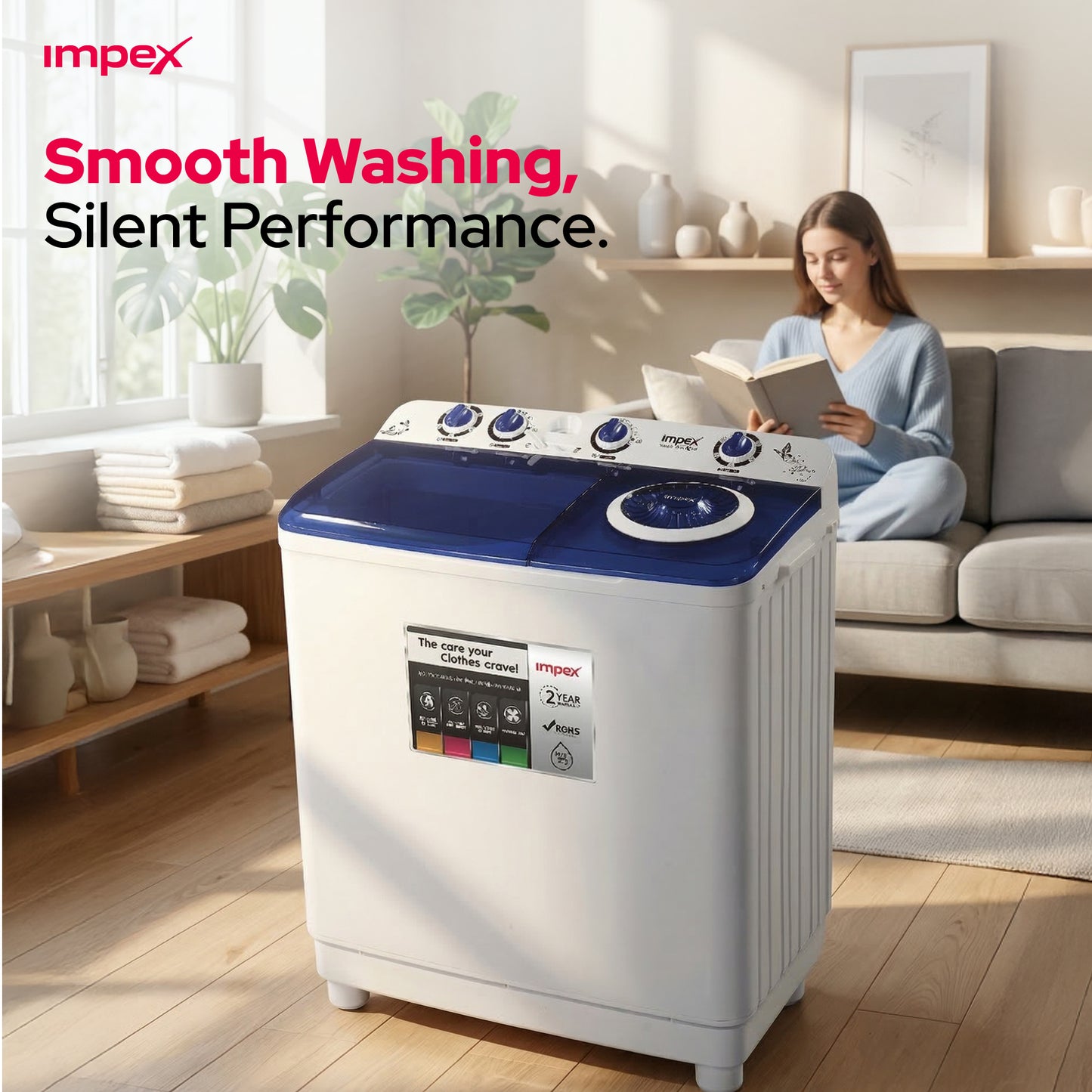 Impex WM-4205 12KG Semi-Automatic Washing Machine – Air Turbo Dry, Double Layer Body