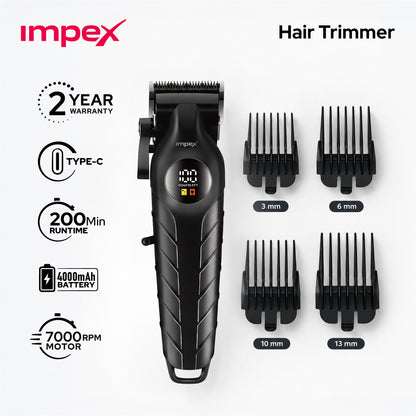 Impex IHC7 – Professional Hair Clipper with LED Display & 2000mAh Battery