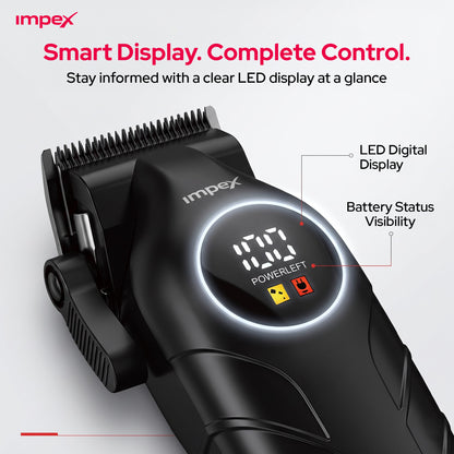 Impex IHC7 – Professional Hair Clipper with LED Display & 2000mAh Battery