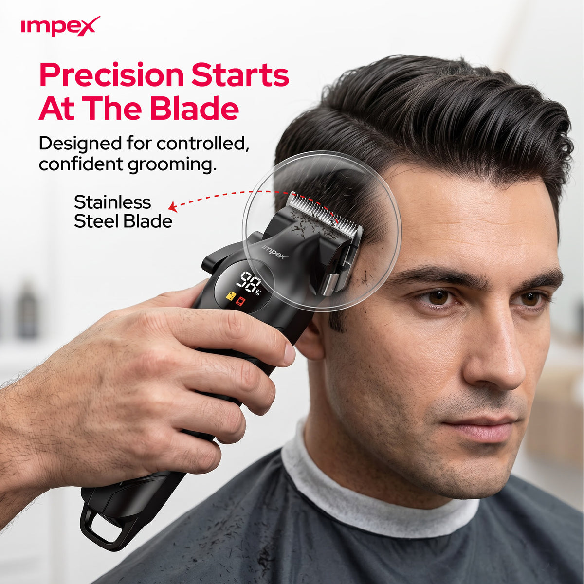 Impex IHC7 – Professional Hair Clipper with LED Display & 2000mAh Battery