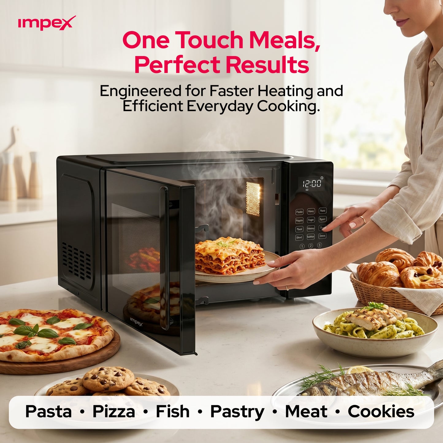 Impex MO8101DB 20L Digital Microwave Oven – 700W, 8 Presets & Child Safety Lock