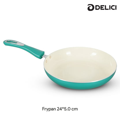 Delici 8-Piece Ceramic Nonstick Cookware Set Green NCC8TG | Made in India