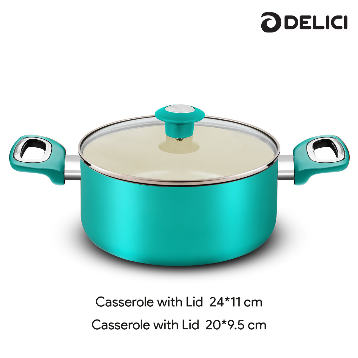 Delici 8-Piece Ceramic Nonstick Cookware Set Green NCC8TG | Made in India