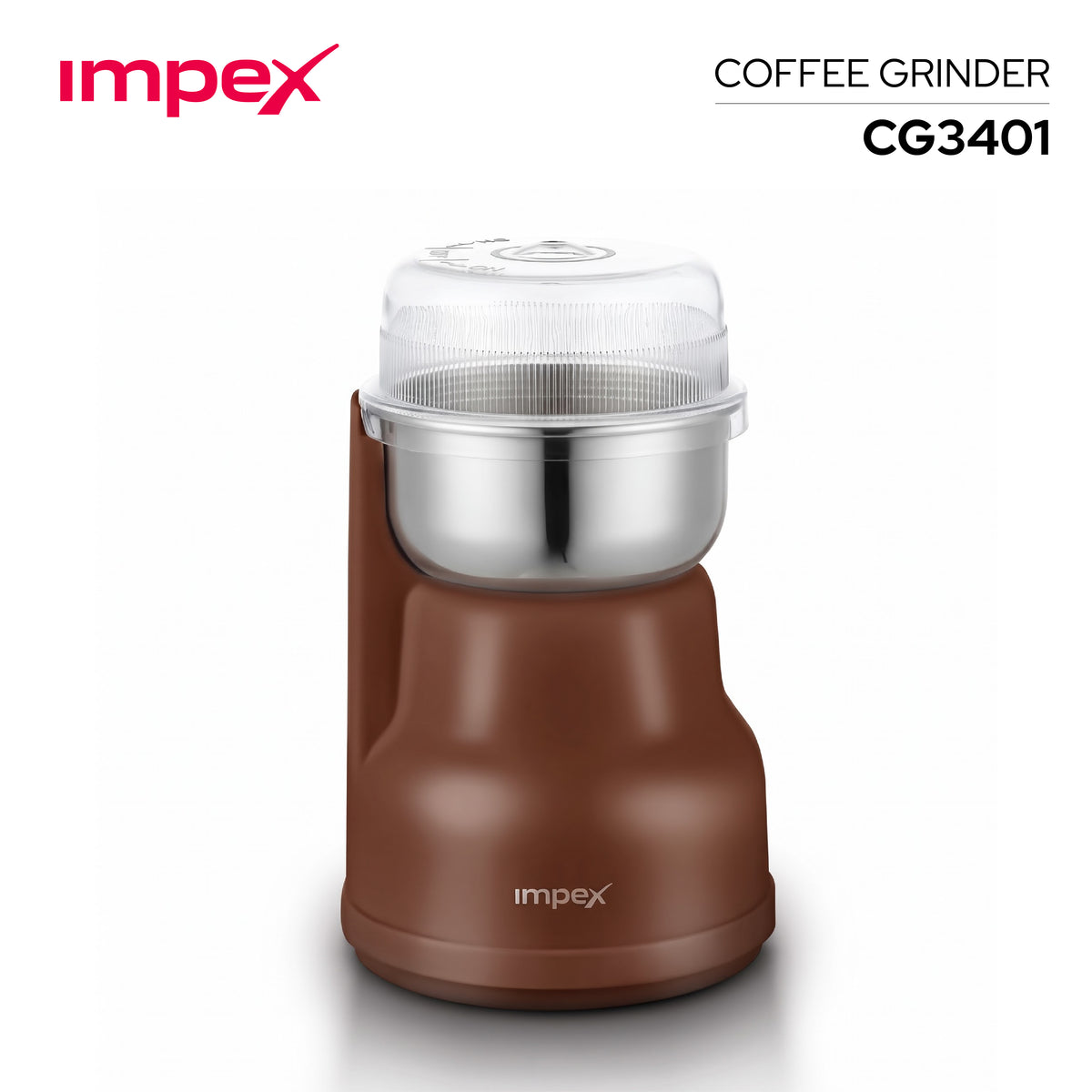 Impex CG3401 – 200W Coffee Grinder with Stainless Steel Blade & Overheat Protection
