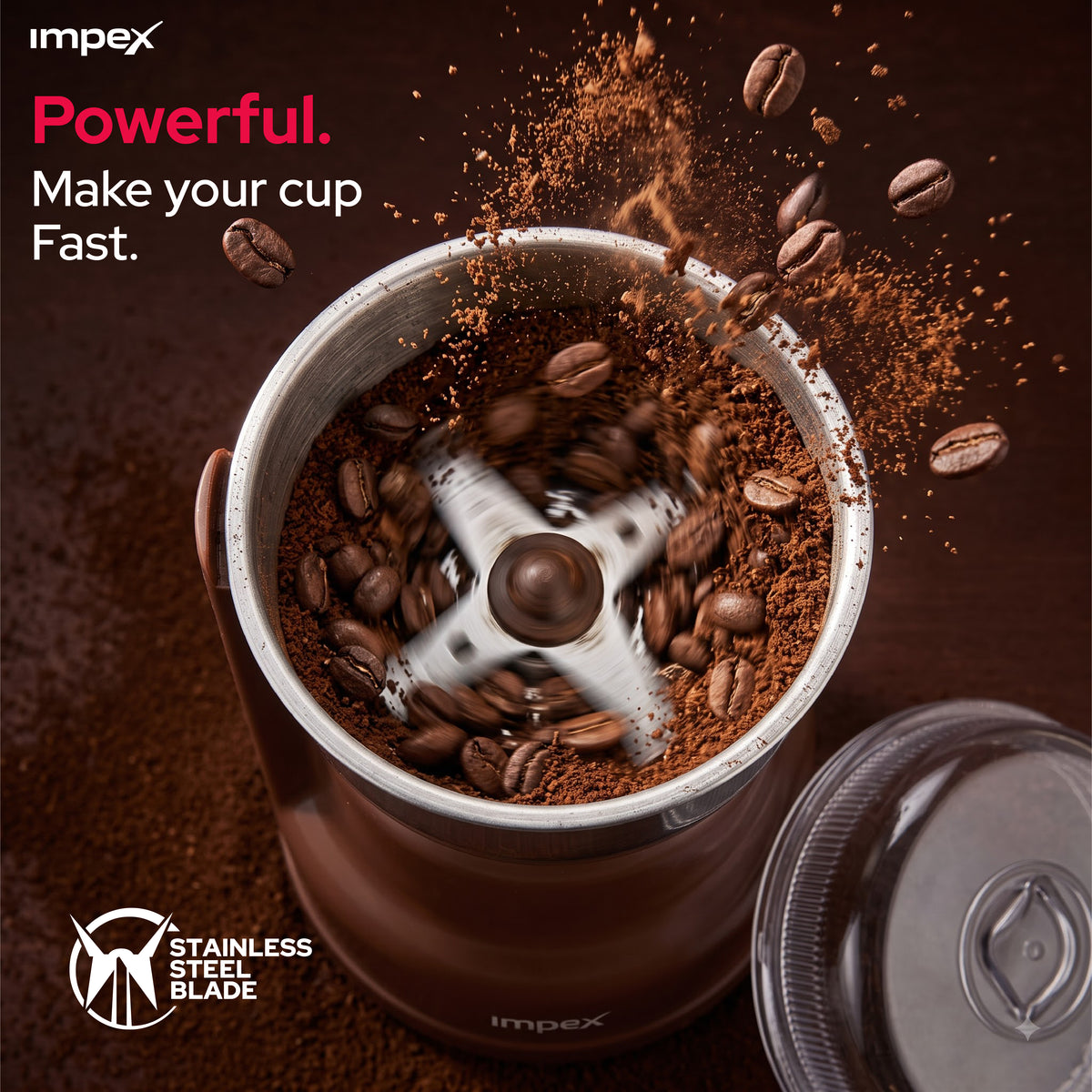 Impex CG3401 – 200W Coffee Grinder with Stainless Steel Blade & Overheat Protection