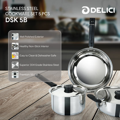 Delici SS Cookware Set 5Pcs DSK 5B