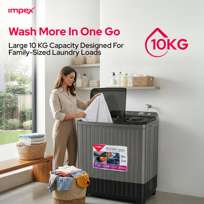 Impex WM-4202 10KG Semi-Automatic Washing Machine – Air Turbo, Turbo Dry & Rust-Free Body