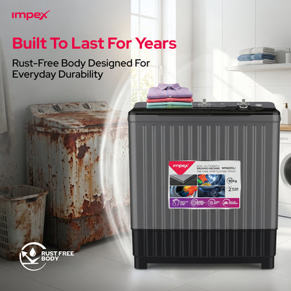 Impex WM-4202 10KG Semi-Automatic Washing Machine – Air Turbo, Turbo Dry & Rust-Free Body