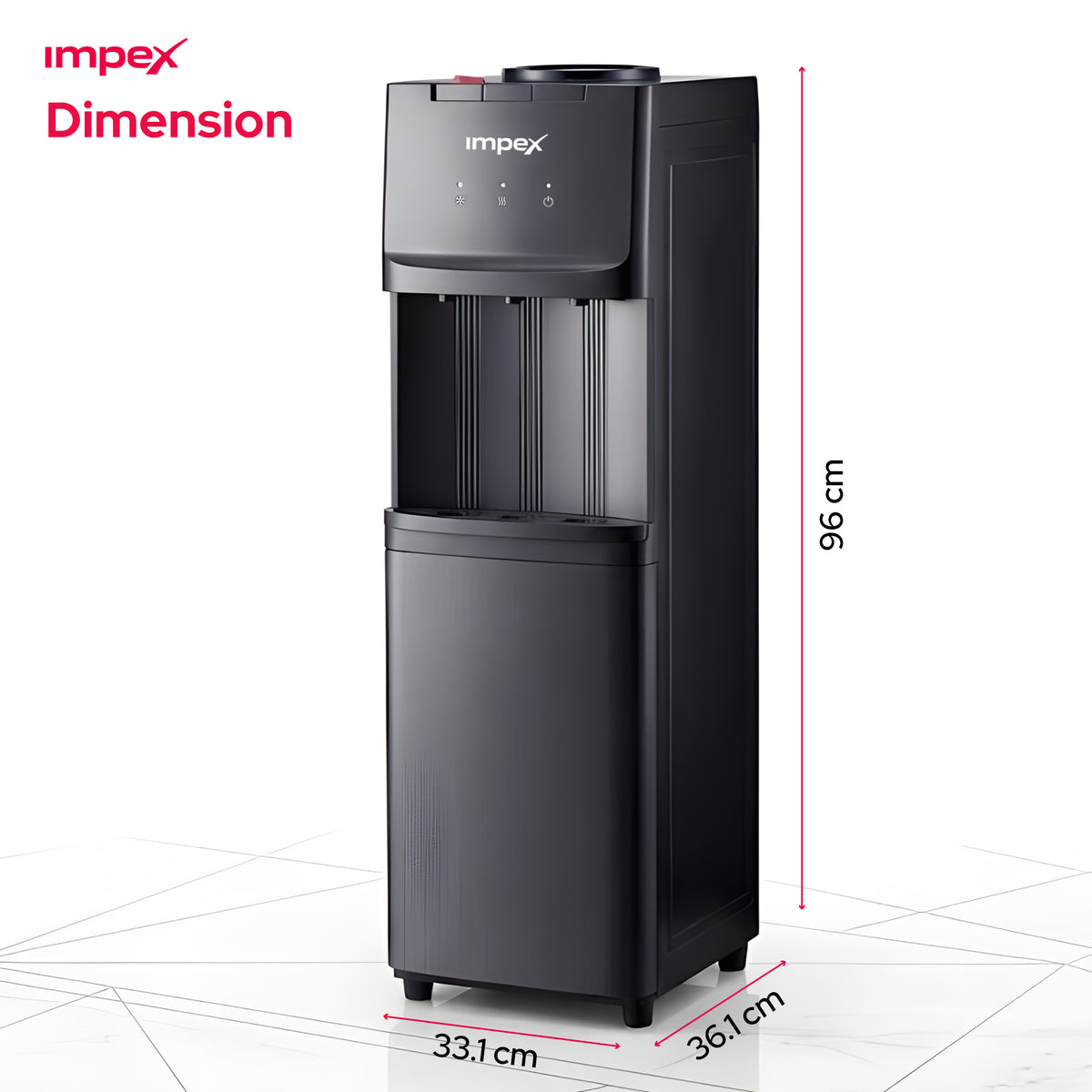 Impex WD3902C 3-Tap Water Dispenser – Compressor Cooling, 304 Stainless Steel Tank